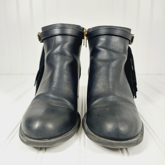 Circus by Sam Edelman Jolie Black Leather Tasseled Ankle Boots B228 - Picture 3 of 12